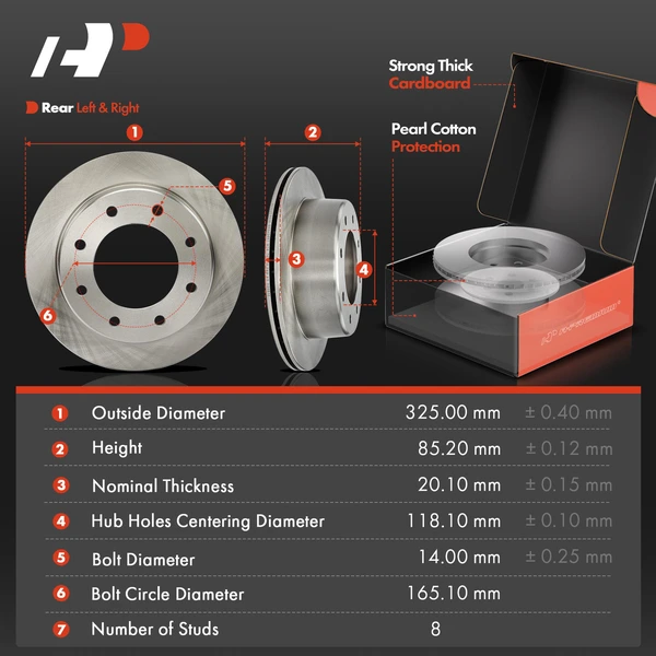 Disc Brake Rotors and Ceramic Pads Kit, 6 Pcs, Rear Driver & Passenger, A-Premium, APBRPR1471