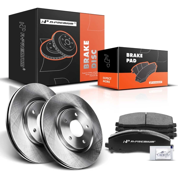 Disc Brake Rotors and Ceramic Pads Kit, 6 Pcs, Front Driver & Passenger, A-Premium, APBRPR019
