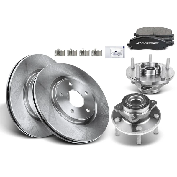 2012-2019 Dodge Journey Disc Brake Rotors and Ceramic Pads Kit with Calipers, 8 Pcs, Front Driver & Passenger, A-Premium, APBRPR630