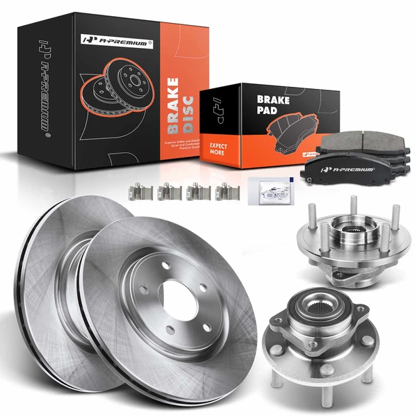 Disc Brake Rotors and Ceramic Pads Kit with Calipers, 8 Pcs, Front Driver & Passenger, A-Premium, APBRPR630