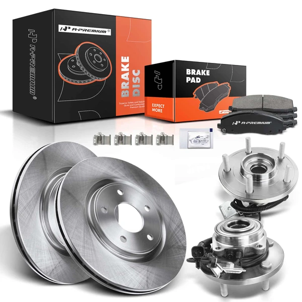 Disc Brake Rotors and Ceramic Pads Kit with Calipers, 8 Pcs, Front Driver & Passenger, A-Premium, APBRPR631