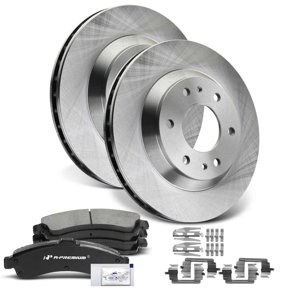 2002-2004 Oldsmobile Bravada Disc Brake Rotors and Ceramic Pads Kit, 6 Pcs, Front Driver & Passenger, A-Premium, APBRPR394