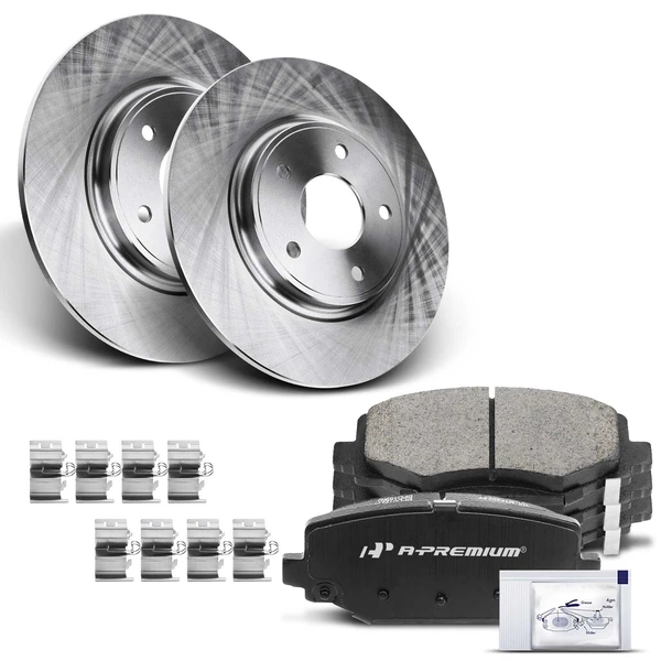 2012-2014 Volkswagen Routan Disc Brake Rotors and Ceramic Pads Kit, 6 Pcs, Rear Driver & Passenger, A-Premium, APBRPR020
