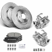 8 Pcs Rear Disc Brake Rotor & Pads + Brake Caliper