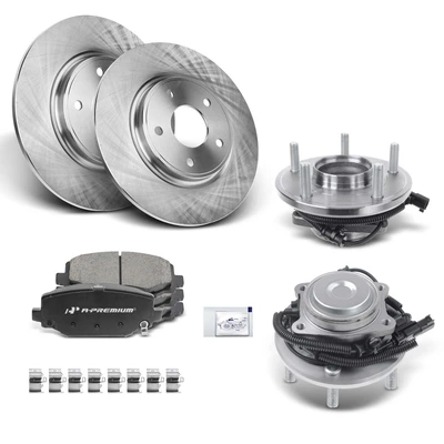 8 Pcs Rear Disc Brake Rotor & Pads + Hub Bearing