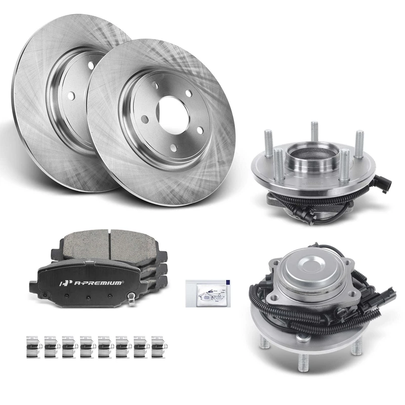 8 Pcs Rear Disc Brake Rotor & Pads + Hub Bearing for Dodge Grand Caravan Chrysler