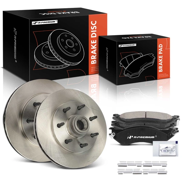 1997-1999 Ford F-250 Disc Brake Rotors and Ceramic Pads Kit, 6 Pcs, Front Driver & Passenger, A-Premium, APBRPR1466