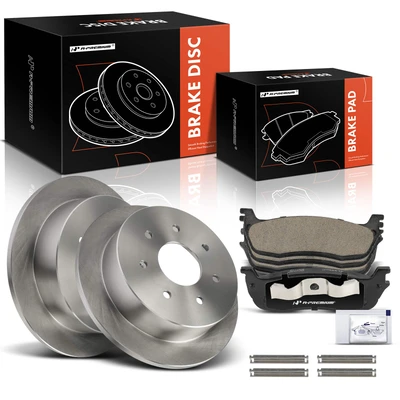 6 Pcs Rear Disc Brake Rotors & Ceramic Brake Pads