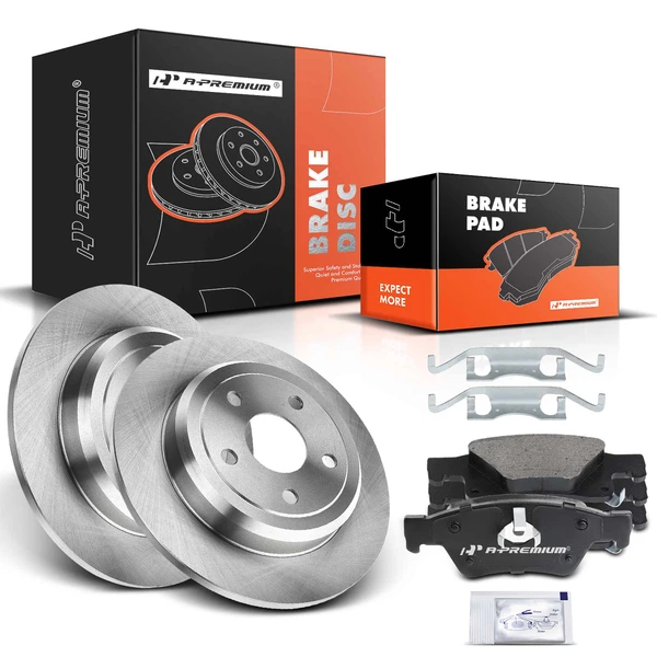 2011-2017 Jeep Grand Cherokee Disc Brake Rotors and Ceramic Pads Kit, 6 Pcs, Rear Driver & Passenger, A-Premium, APBRPR326