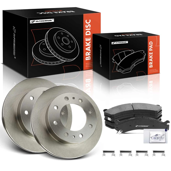 2007-2010 Chevrolet Silverado 3500 HD Disc Brake Rotors and Ceramic Pads Kit, 6 Pcs, Front Driver & Passenger, A-Premium, APBRPR1779