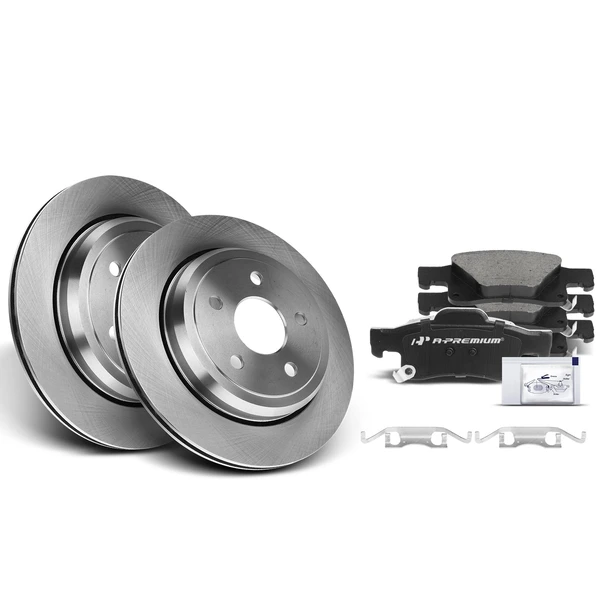2011-2017 Dodge Durango Disc Brake Rotors and Ceramic Pads Kit, 6 Pcs, Rear Driver & Passenger, A-Premium, APBRPR327