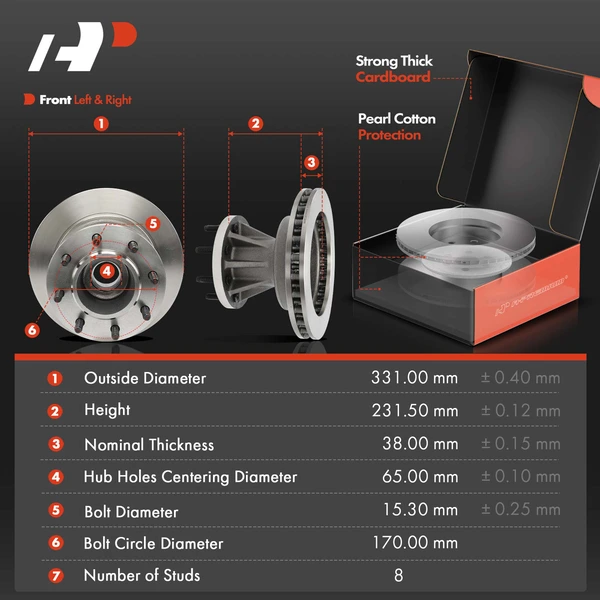 Disc Brake Rotors and Ceramic Pads Kit, 6 Pcs, Front Driver & Passenger, A-Premium, APBRPR1480
