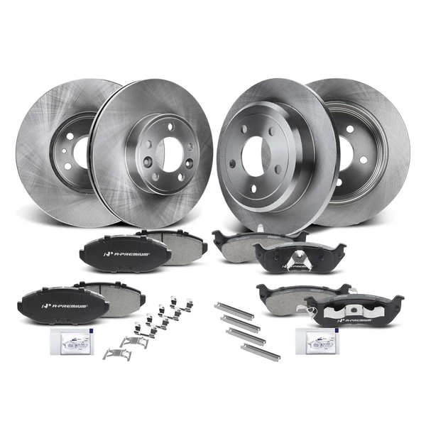 1998-2002 Lincoln Town Car Disc Brake Rotors and Ceramic Pads Kit, 12 Pcs, Front & Rear, A-Premium, APBRPR329