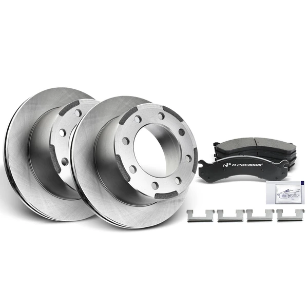 Disc Brake Rotors and Ceramic Pads Kit, 6 Pcs, Rear Driver & Passenger, A-Premium, APBRPR159