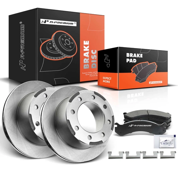Disc Brake Rotors and Ceramic Pads Kit, 6 Pcs, Rear Driver & Passenger, A-Premium, APBRPR159