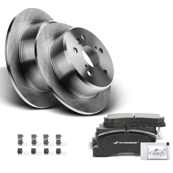 Disc Brake Rotors and Ceramic Pads Kit, 6 Pcs, Rear Driver & Passenger, A-Premium, APBRPR837
