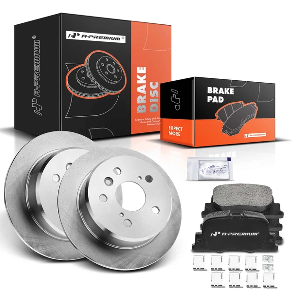 2000-2001 Lexus ES300 Disc Brake Rotors and Ceramic Pads Kit, 6 Pcs, Rear Driver & Passenger, A-Premium, APBRPR022