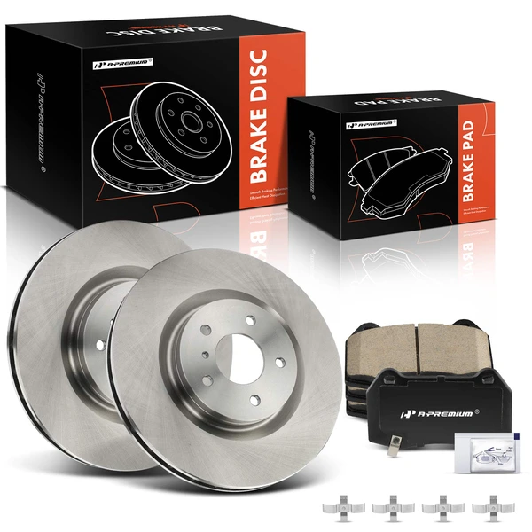 2003-2004 INFINITI G35 Disc Brake Rotors and Ceramic Pads Kit, 6 Pcs, Front Driver & Passenger, A-Premium, APBRPR1482