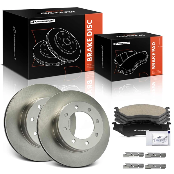 2003 Ford E-550 Super Duty Disc Brake Rotors and Ceramic Pads Kit, 6 Pcs, Front Driver & Passenger, A-Premium, APBRPR1782