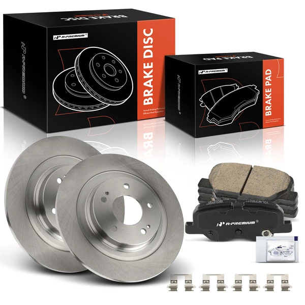 2014-2018 Mitsubishi Outlander Disc Brake Rotors and Ceramic Pads Kit, 6 Pcs, Rear Driver & Passenger, A-Premium, APBRPR1483