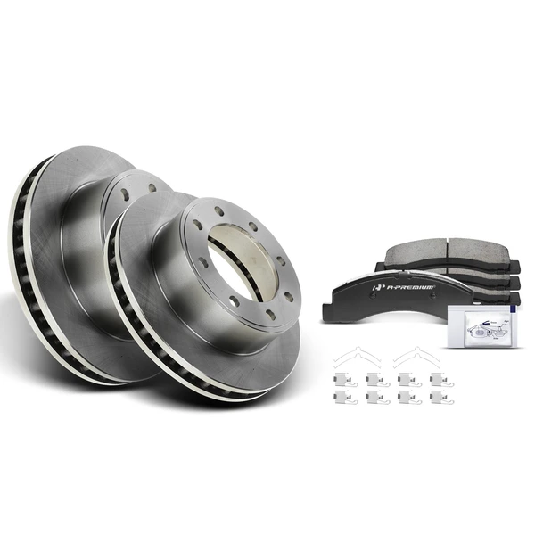 1999-2004 Ford F-250 Super Duty Disc Brake Rotors and Ceramic Pads Kit, 6 Pcs, Front Driver & Passenger, A-Premium, APBRPR160