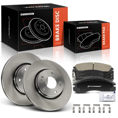 6 Pcs Front Disc Brake Rotors & Ceramic Brake Pads
