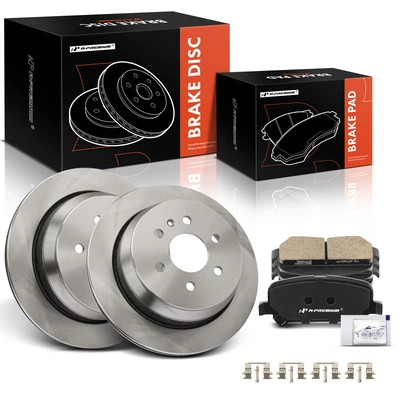 6 Pcs Rear Disc Brake Rotors & Ceramic Brake Pads