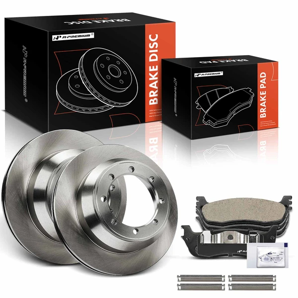 2000-2003 Ford F-150 Disc Brake Rotors and Ceramic Pads Kit, 6 Pcs, Rear Driver & Passenger, A-Premium, APBRPR1491