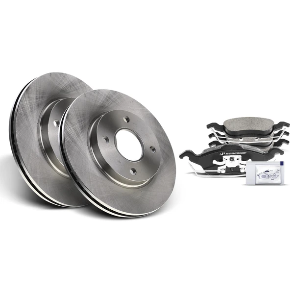 2000-2004 Ford Focus Disc Brake Rotors and Ceramic Pads Kit, 6 Pcs, Front Driver & Passenger, A-Premium, APBRPR023