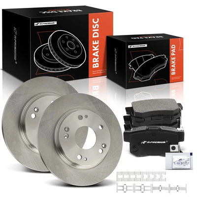 6 Pcs Rear Disc Brake Rotors & Ceramic Brake Pads