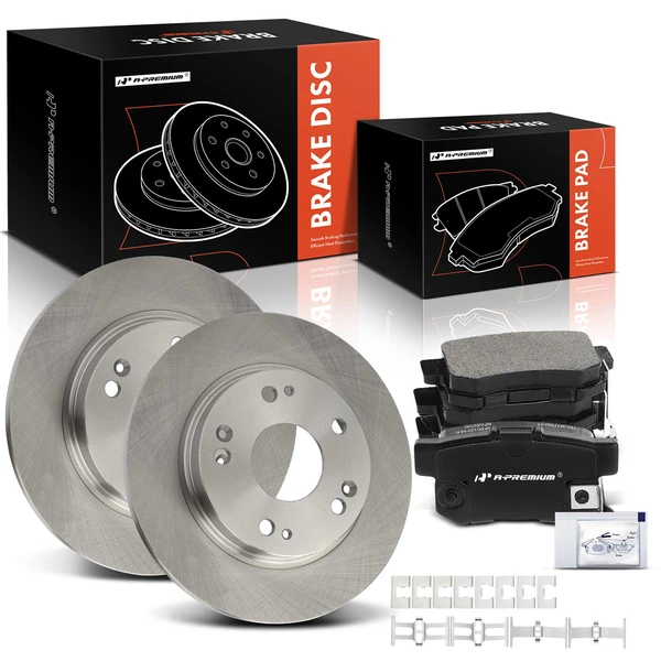 2011-2015 Honda CR-Z Disc Brake Rotors and Ceramic Pads Kit, 6 Pcs, Rear Driver & Passenger, A-Premium, APBRPR1493