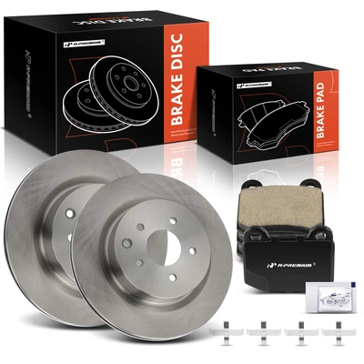 6 Pcs Rear Disc Brake Rotors & Ceramic Brake Pads