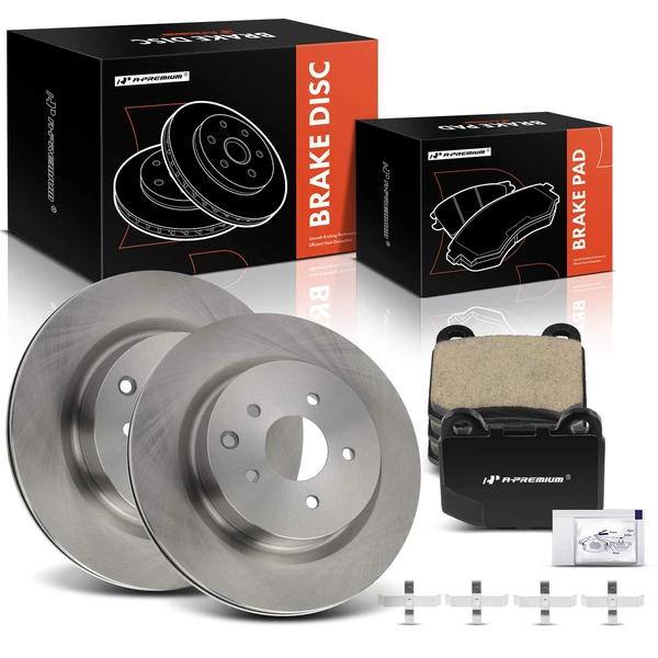 2003-2004 INFINITI G35 Disc Brake Rotors and Ceramic Pads Kit, 6 Pcs, Rear Driver & Passenger, A-Premium, APBRPR1494
