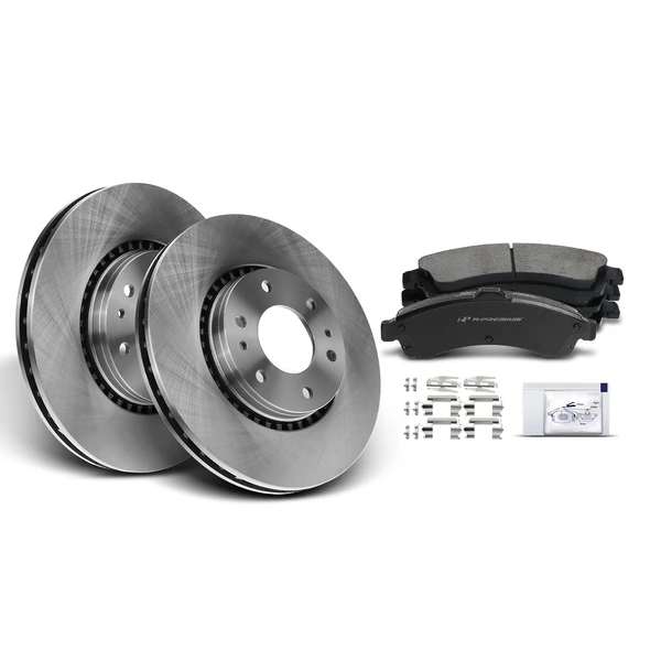 2002-2005 GMC Envoy XL Disc Brake Rotors and Ceramic Pads Kit, 6 Pcs, Front Driver & Passenger, A-Premium, APBRPR161