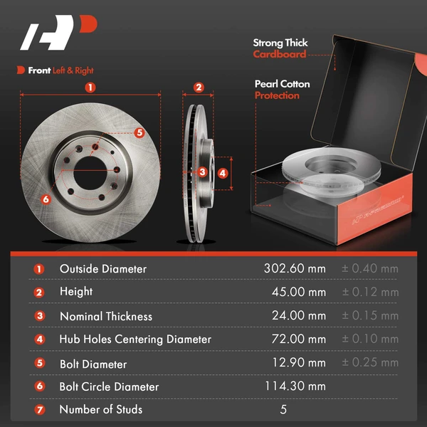 Disc Brake Rotors and Ceramic Pads Kit, 6 Pcs, Front Driver & Passenger, A-Premium, APBRPR1472