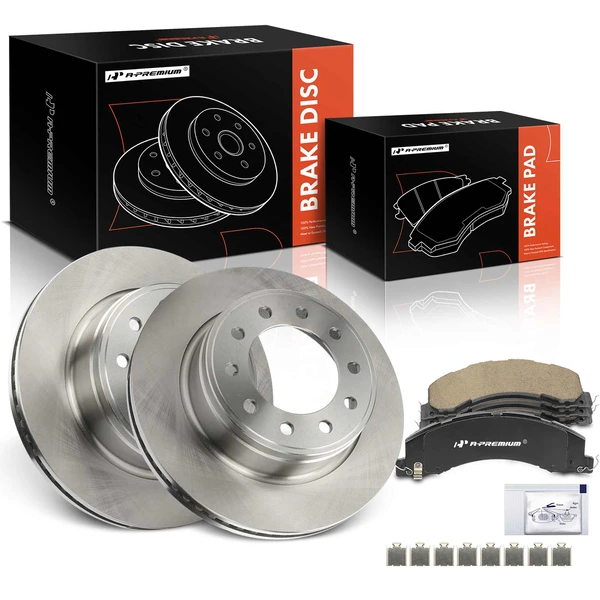 2008-2010 Dodge Ram 4500 Disc Brake Rotors and Ceramic Pads Kit, 6 Pcs, Front Driver & Passenger, A-Premium, APBRPR1473