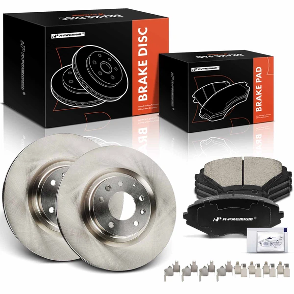 2004-2011 Mazda RX-8 Disc Brake Rotors and Ceramic Pads Kit, 6 Pcs, Front Driver & Passenger, A-Premium, APBRPR1474