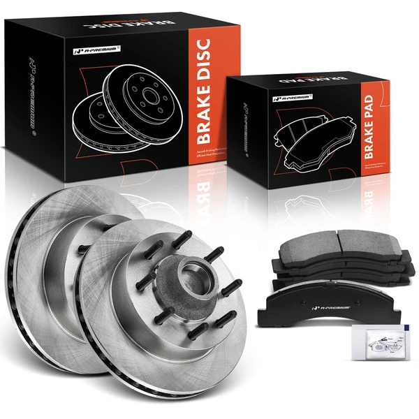1999-2002 Ford F-250 Super Duty Disc Brake Rotors and Ceramic Pads Kit, 6 Pcs, Front Driver & Passenger, A-Premium, APBRPR1752