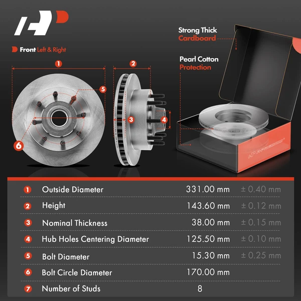 Disc Brake Rotors and Ceramic Pads Kit, 6 Pcs, Front Driver & Passenger, A-Premium, APBRPR1752