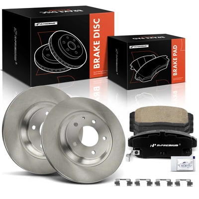6 Pcs Rear Disc Brake Rotors & Ceramic Brake Pads