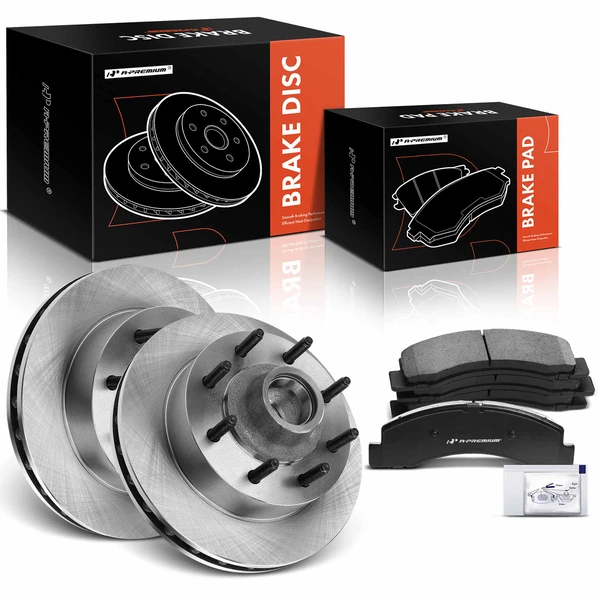 1999-2003 Ford F-350 Super Duty Disc Brake Rotors and Ceramic Pads Kit, 6 Pcs, Front Driver & Passenger, A-Premium, APBRPR1753