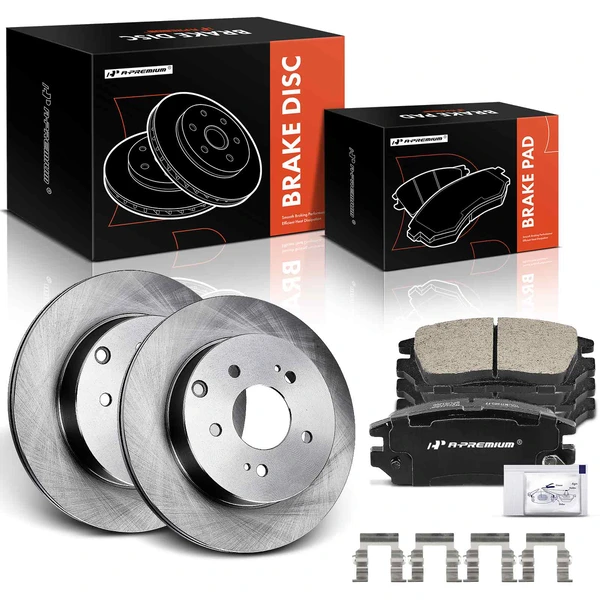 Disc Brake Rotors and Ceramic Pads Kit, 6 Pcs, Rear Driver & Passenger, A-Premium, APBRPR1479