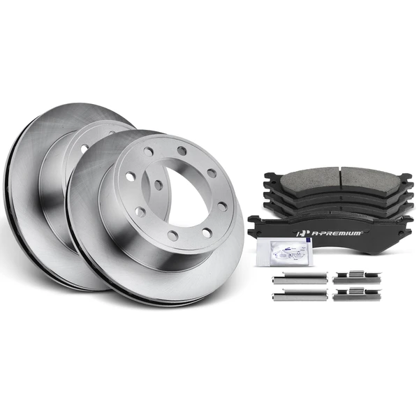 Disc Brake Rotors and Ceramic Pads Kit, 6 Pcs, Rear Driver & Passenger, A-Premium, APBRPR395