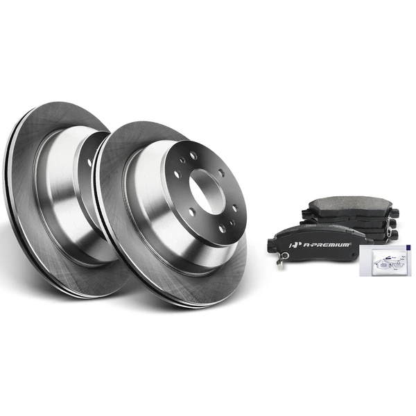 Disc Brake Rotors and Ceramic Pads Kit, 6 Pcs, Rear Driver & Passenger, A-Premium, APBRPR157