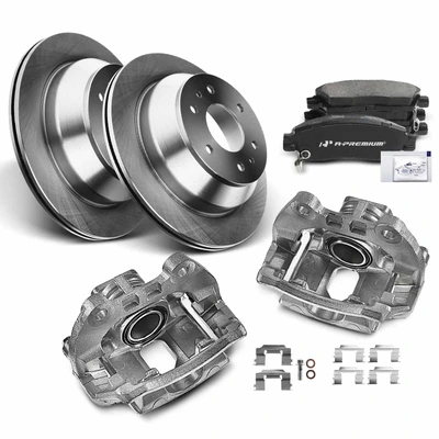 8 Pcs Rear Disc Brake Rotor & Pads + Brake Caliper