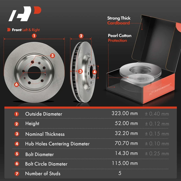 Disc Brake Rotors and Ceramic Pads Kit, 6 Pcs, Front Driver & Passenger, A-Premium, APBRPR1501