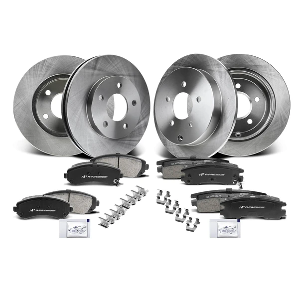 2002-2007 Buick Rendezvous Disc Brake Rotors and Ceramic Pads Kit, 12 Pcs, Front & Rear, A-Premium, APBRPR163