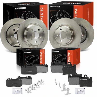 12 Pcs Front & Rear Disc Brake Rotors & Ceramic Brake Pads