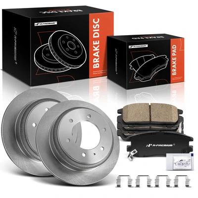 6 Pcs Rear Disc Brake Rotors & Ceramic Brake Pads