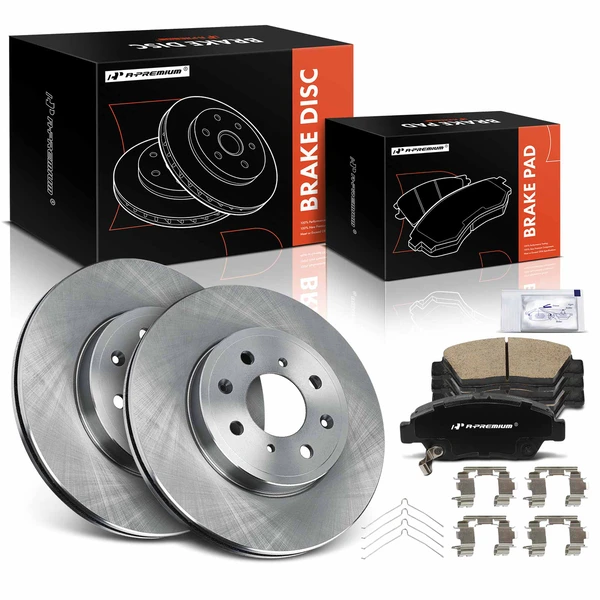 2015-2020 Honda Fit Disc Brake Rotors and Ceramic Pads Kit, 6 Pcs, Front Driver & Passenger, A-Premium, APBRPR1503